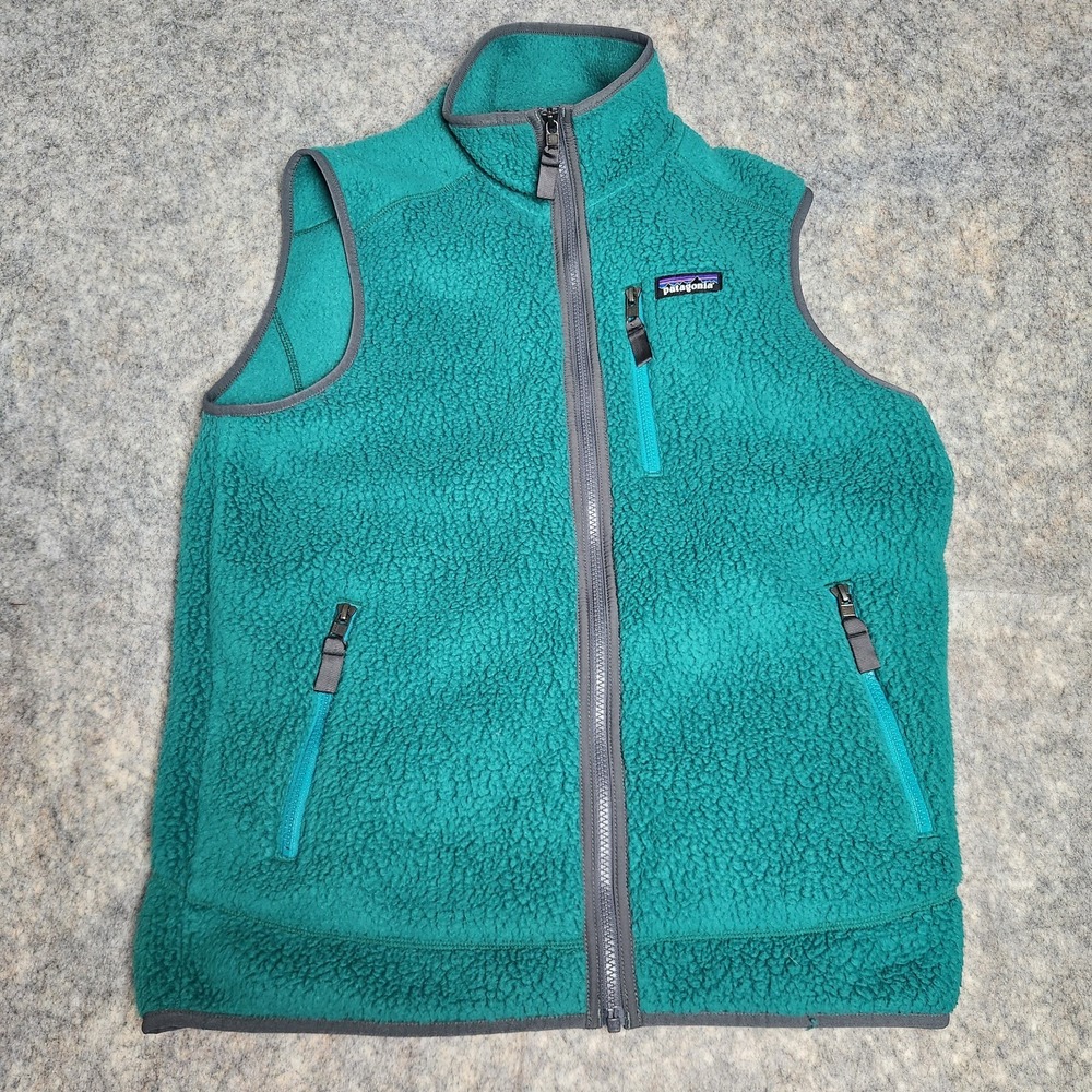Patagonia Retro Pile Vest Men M Teal Green Fleece Sleeveless Gorpcore Full Zip